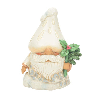 Jim Shore Heartwood Creek: White Woodland Gnome with Mushroom Hat Figurine sparkle-castle