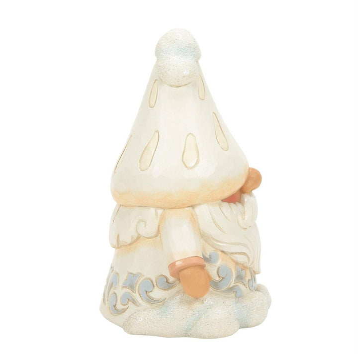 Jim Shore Heartwood Creek: White Woodland Gnome with Mushroom Hat Figurine sparkle-castle