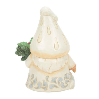 Jim Shore Heartwood Creek: White Woodland Gnome with Mushroom Hat Figurine sparkle-castle