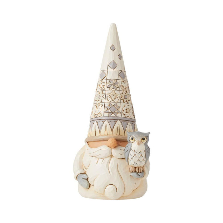 Jim Shore Heartwood Creek: White Woodland Gnome Owl Figurine sparkle-castle