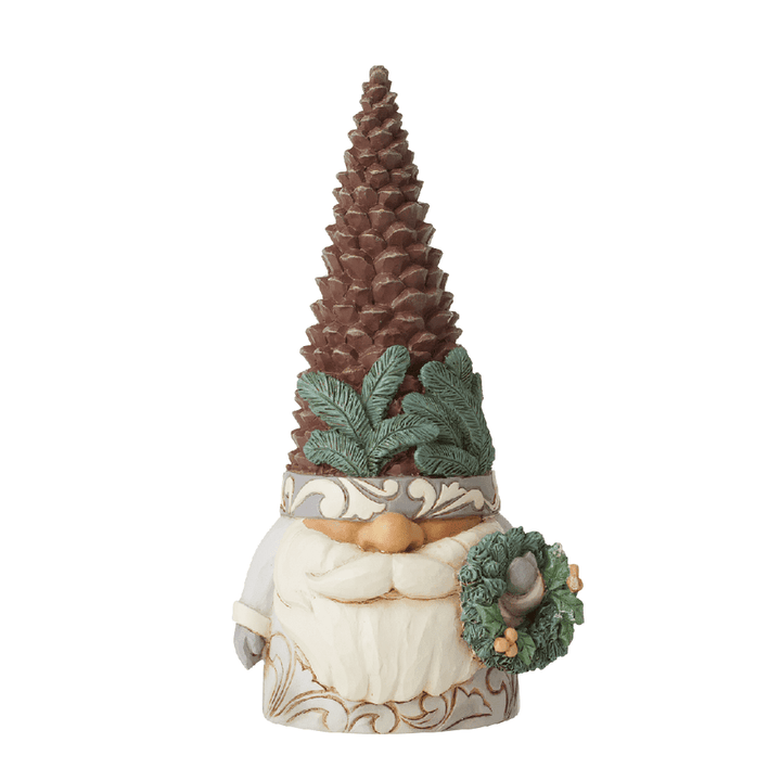 Jim Shore Heartwood Creek: White Woodland Gnome Pinecone Hat Figurine sparkle-castle