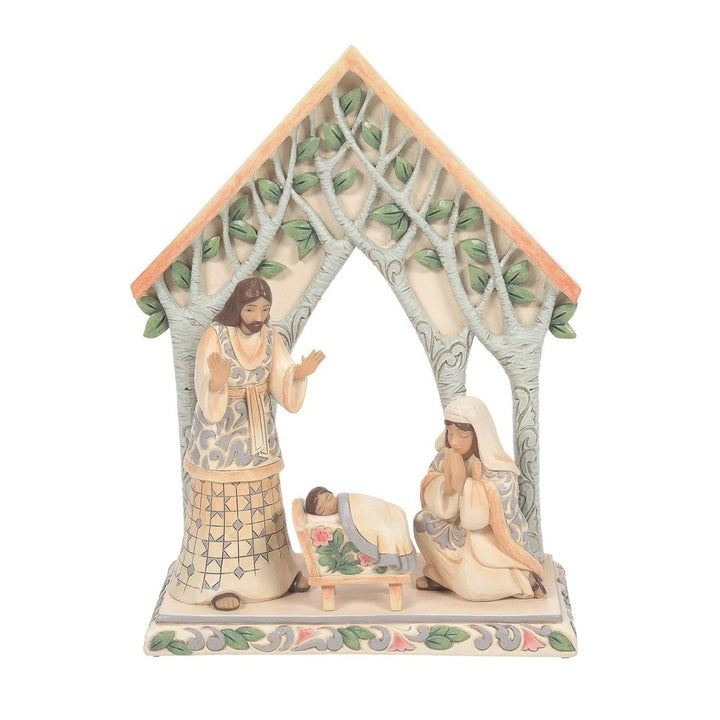Jim Shore Heartwood Creek: White Woodland Holy Family and Creche Figurines, Set of 4 sparkle-castle