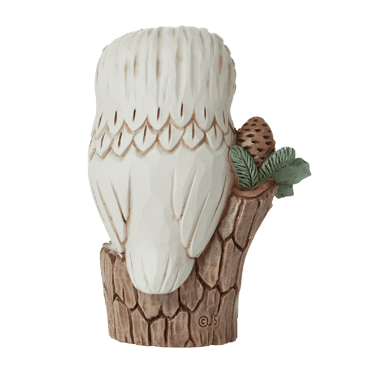 Jim Shore Heartwood Creek: White Woodland Owl Tree Stump Mini Figurine sparkle-castle