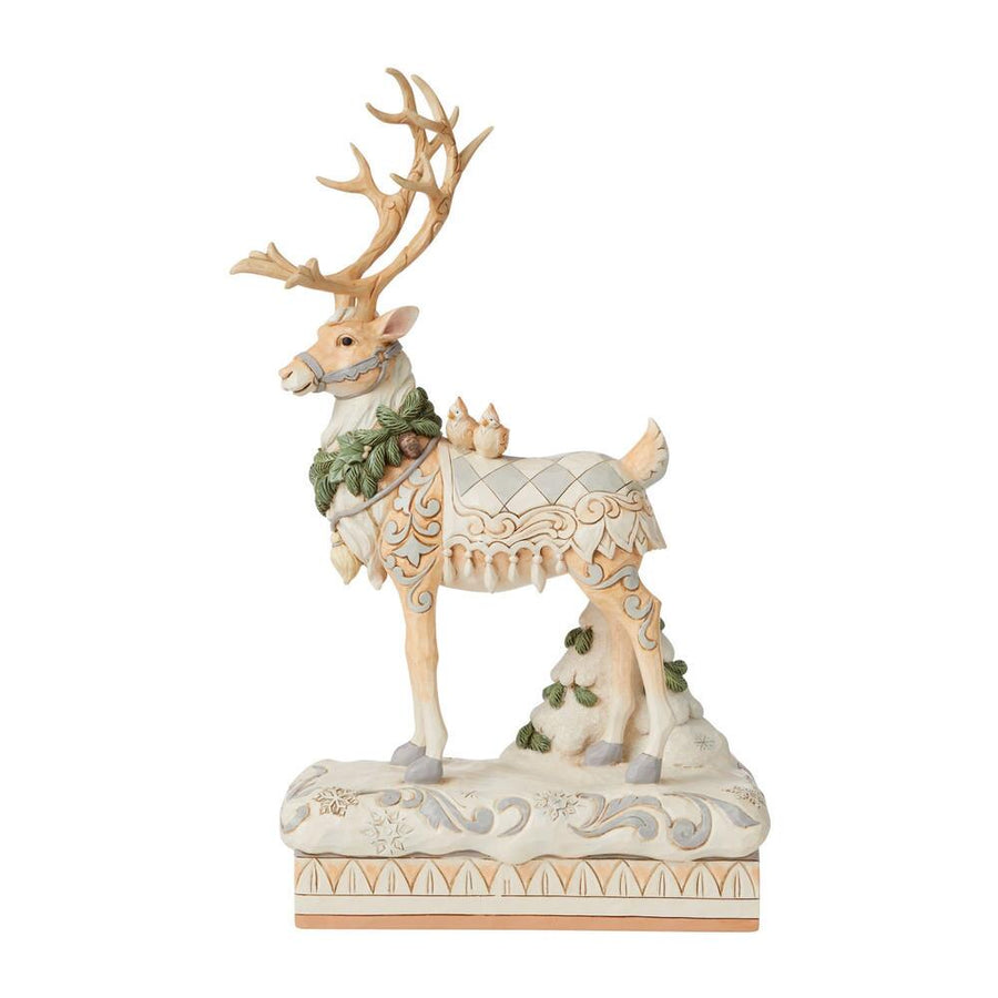 Jim Shore Heartwood Creek: White Woodland Reindeer Centerpiece Figurine sparkle-castle
