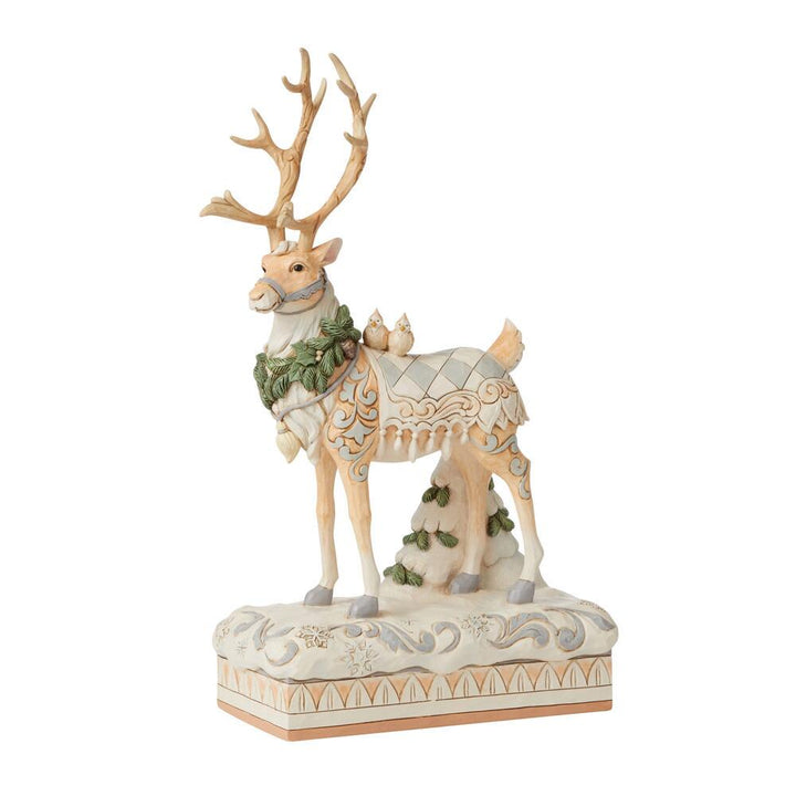 Jim Shore Heartwood Creek: White Woodland Reindeer Centerpiece Figurine sparkle-castle