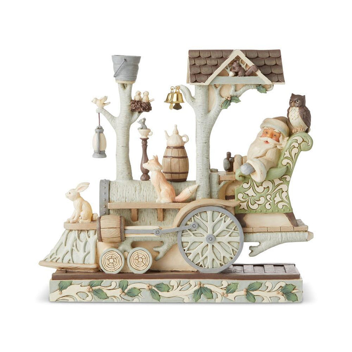 Jim Shore Heartwood Creek: White Woodland Santa Train Engine Figurine sparkle-castle