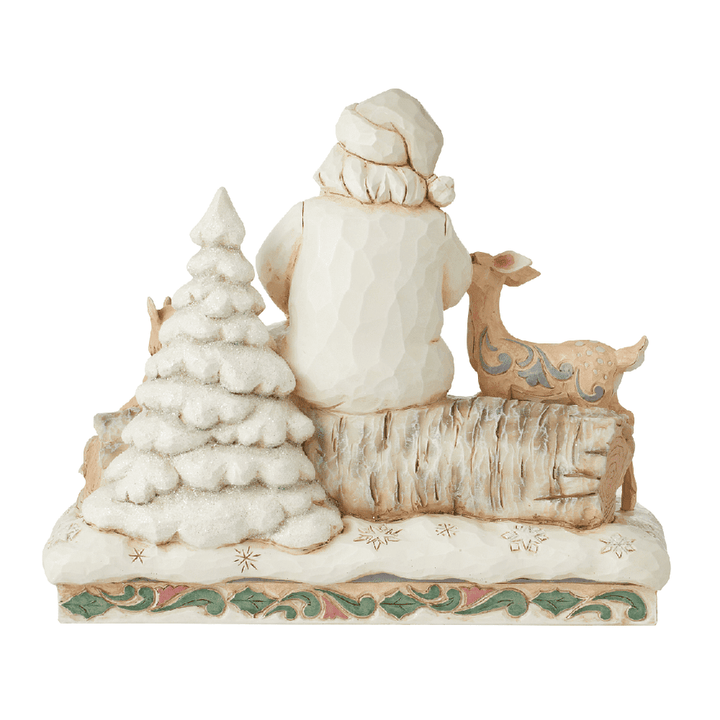 Jim Shore Heartwood Creek: White Woodland Santa Sitting Animals Figurine sparkle-castle
