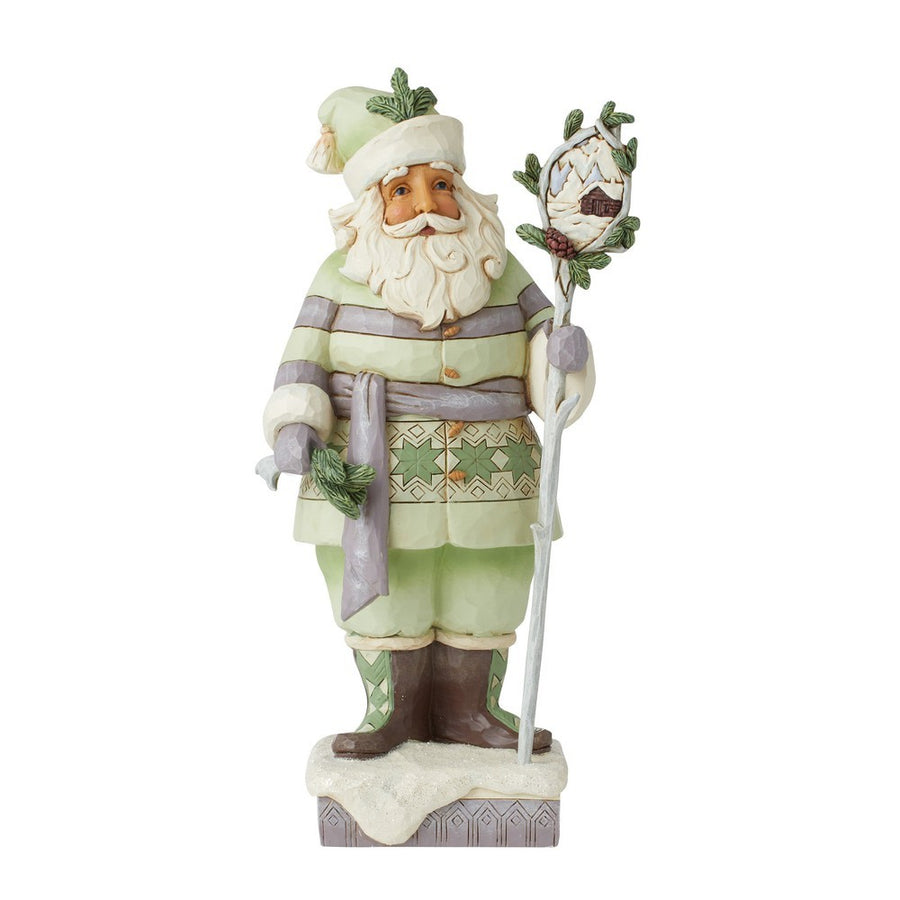 Jim Shore Heartwood Creek: White Woodland Santa Staff Figurine sparkle-castle
