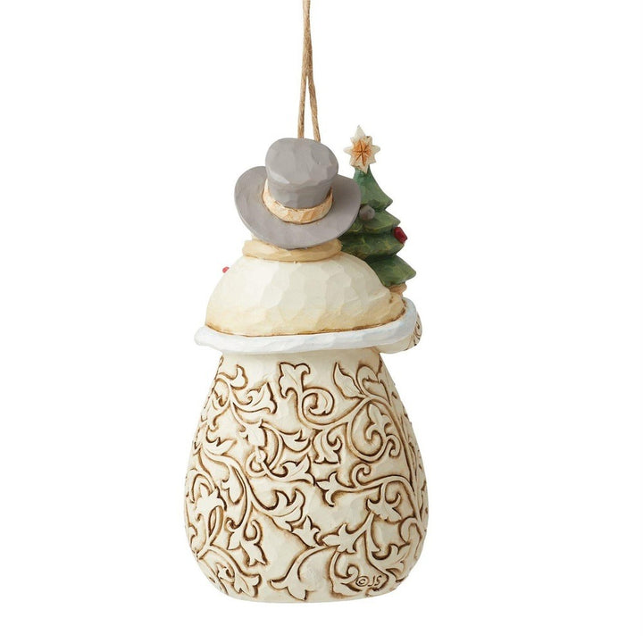 Jim Shore Heartwood Creek: White Woodland Snowman Evergreen Hanging Ornament sparkle-castle