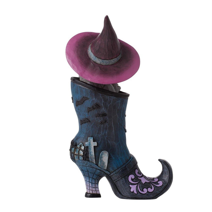 Jim Shore Heartwood Creek: Witch's Boot with Black Cat Figurine sparkle-castle