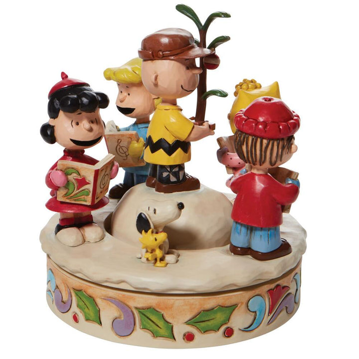 Jim Shore Peanuts: Charlie Brown Friends around Christmas Tree Figurine sparkle-castle