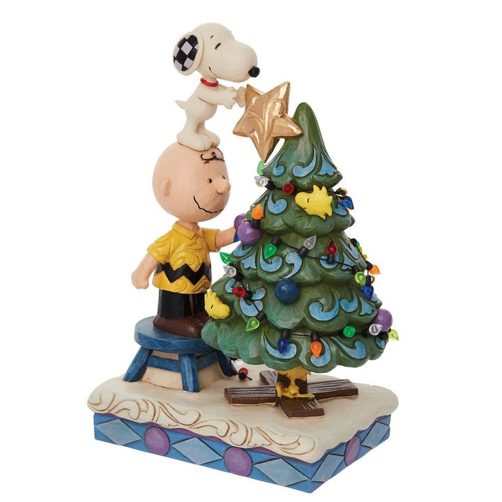 Jim Shore Peanuts: Charlie Brown Snoopy Decorating Tree Figurine sparkle-castle