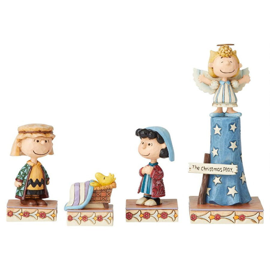 Jim Shore Peanuts: Christmas Pageant Figurines, Set sparkle-castle