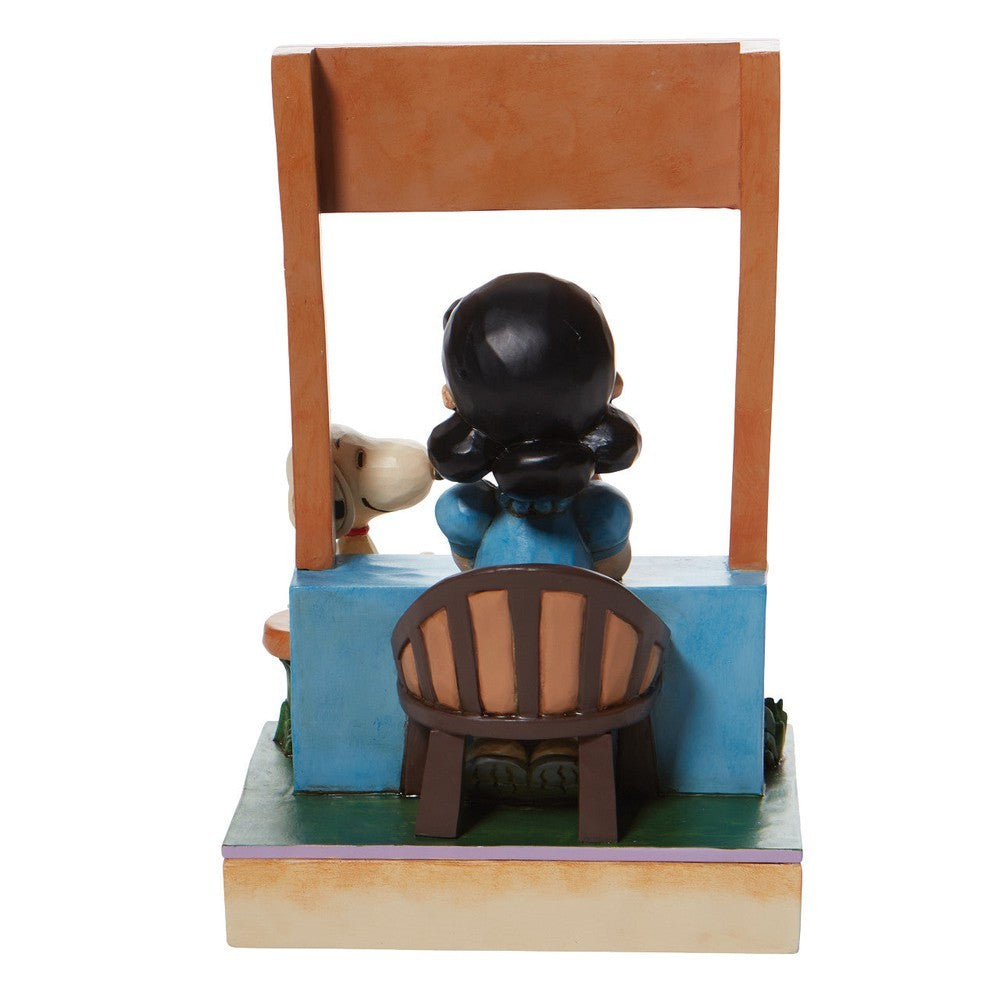 Jim Shore Peanuts: Lucy Psychiatric Booth Figurine sparkle-castle