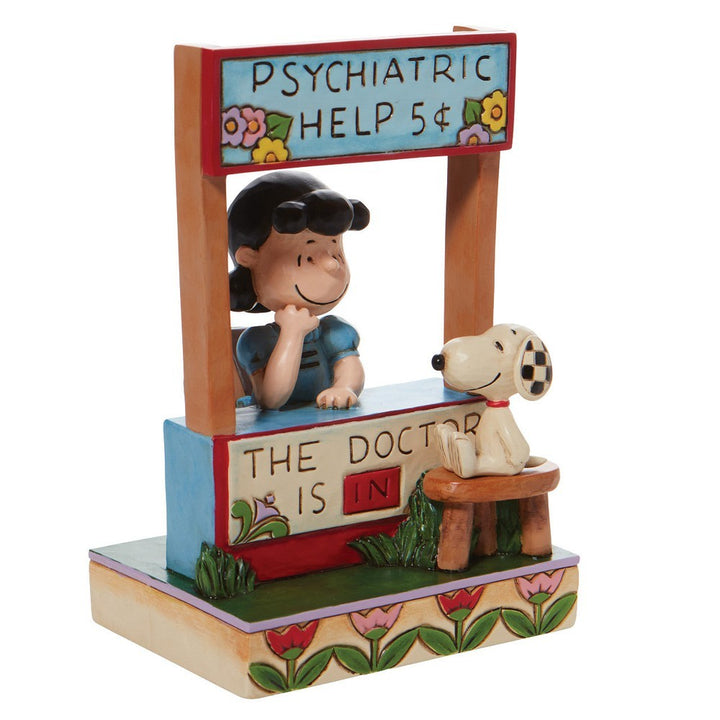 Jim Shore Peanuts: Lucy Psychiatric Booth Figurine sparkle-castle