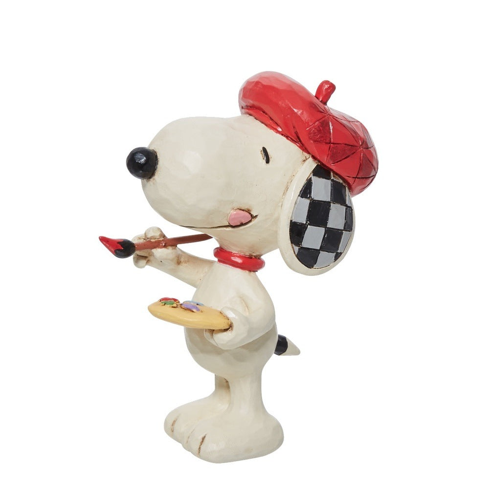 Jim Shore Peanuts: Mini Artist Snoopy Figurine sparkle-castle