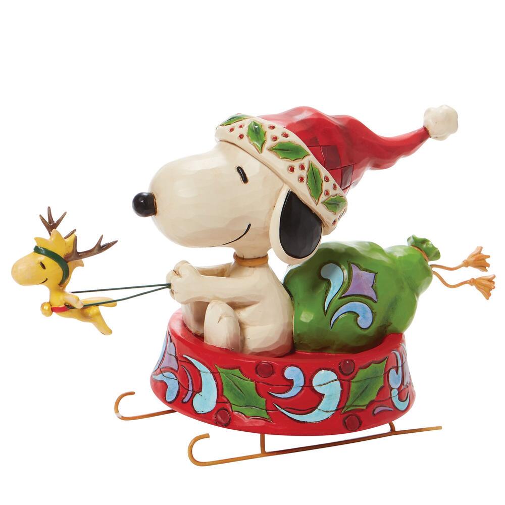 Jim Shore Peanuts: Santa Snoopy Dog Bowl Sled Figurine sparkle-castle