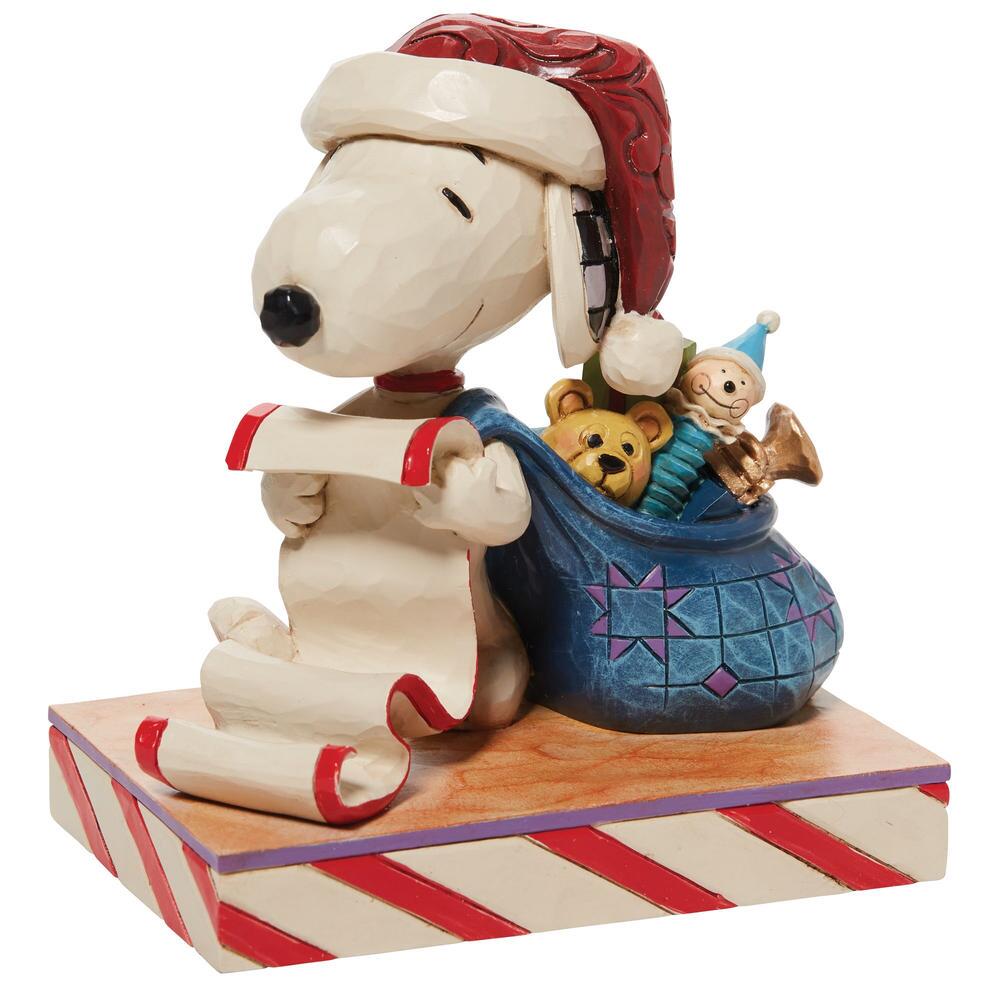 Jim Shore Peanuts: Santa Snoopy List Bag Figurine sparkle-castle