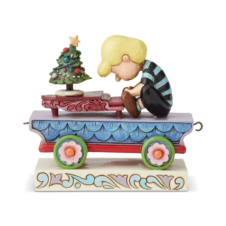 Jim Shore Peanuts: Schroeder Christmas Train Car Figurine sparkle-castle