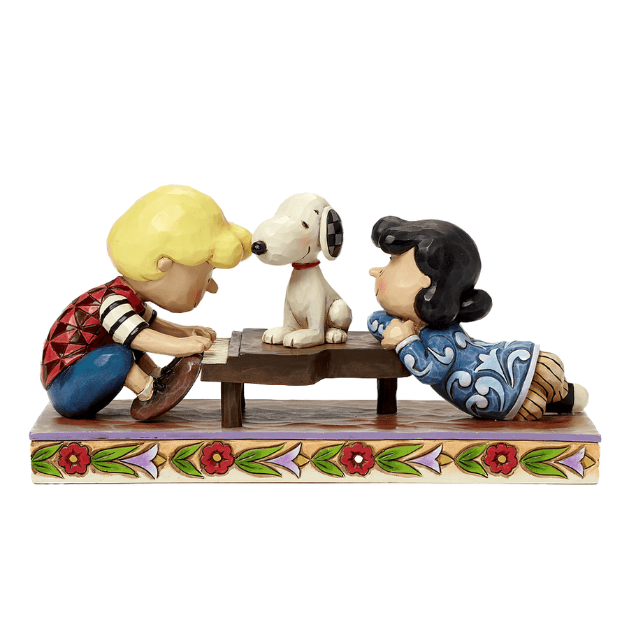 Jim Shore Peanuts: Schroeder, Lucy Snoopy Figurine sparkle-castle