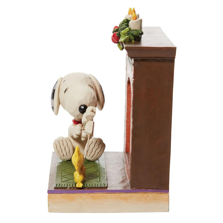 Jim Shore Peanuts: Snoopy Woodstock Fireplace Figurine sparkle-castle