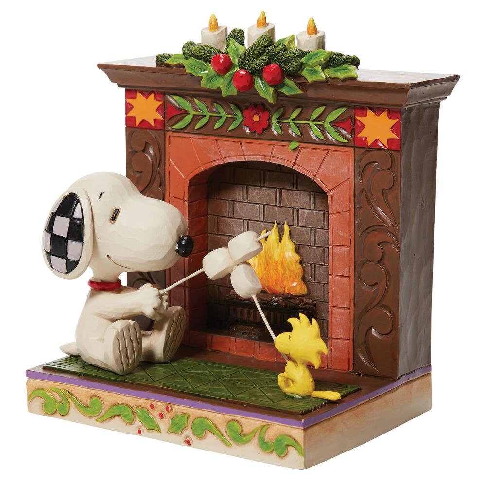 Jim Shore Peanuts: Snoopy Woodstock Fireplace Figurine sparkle-castle
