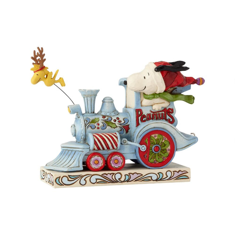 Jim Shore Peanuts: Snoopy Christmas Train Car Figurine sparkle-castle