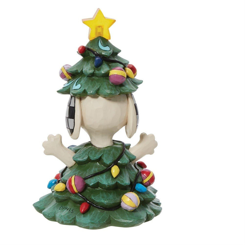 Jim Shore Peanuts: Snoopy Dressed As A Christmas Tree Figurine sparkle-castle