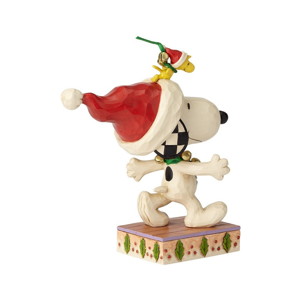 Jim Shore Peanuts: Snoopy with Woodstock with Jingle Bells Figurine sparkle-castle