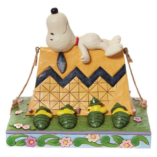 Jim Shore Peanuts: Snoopy Woodstock Camping Figurine sparkle-castle