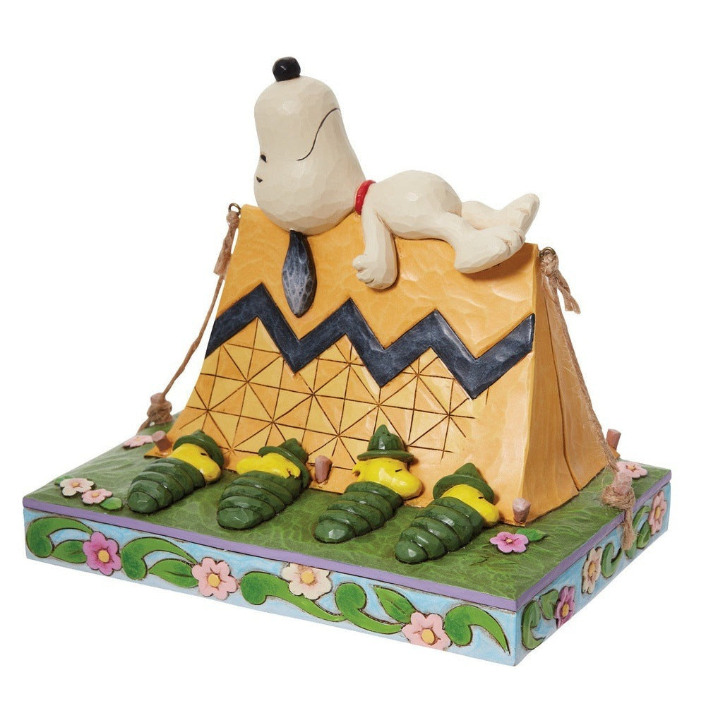 Jim Shore Peanuts: Snoopy Woodstock Camping Figurine sparkle-castle