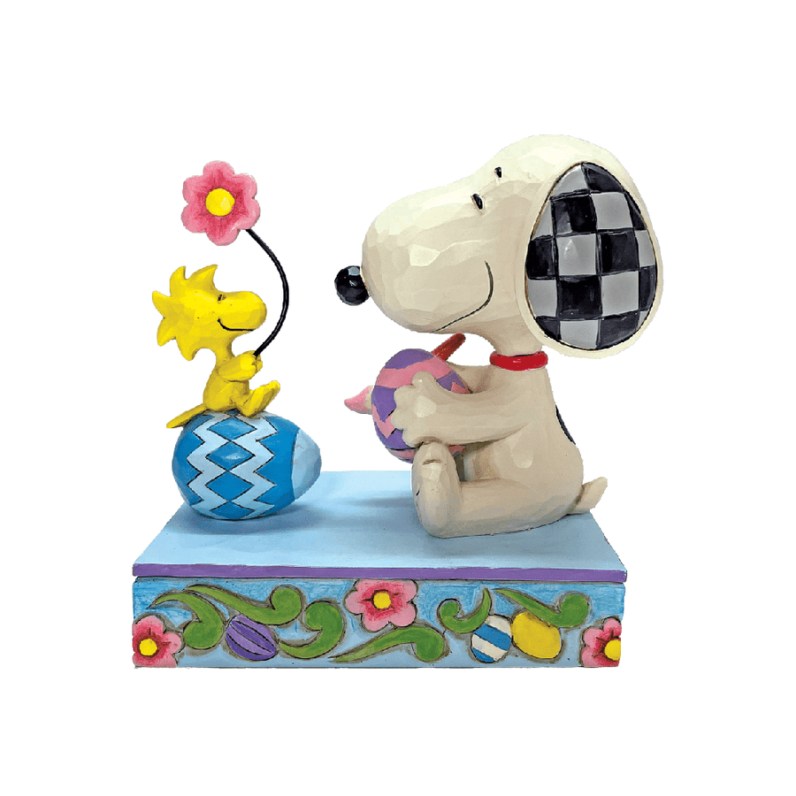 Jim Shore Peanuts: Snoopy Woodstock Easter Eggs Figurine sparkle-castle