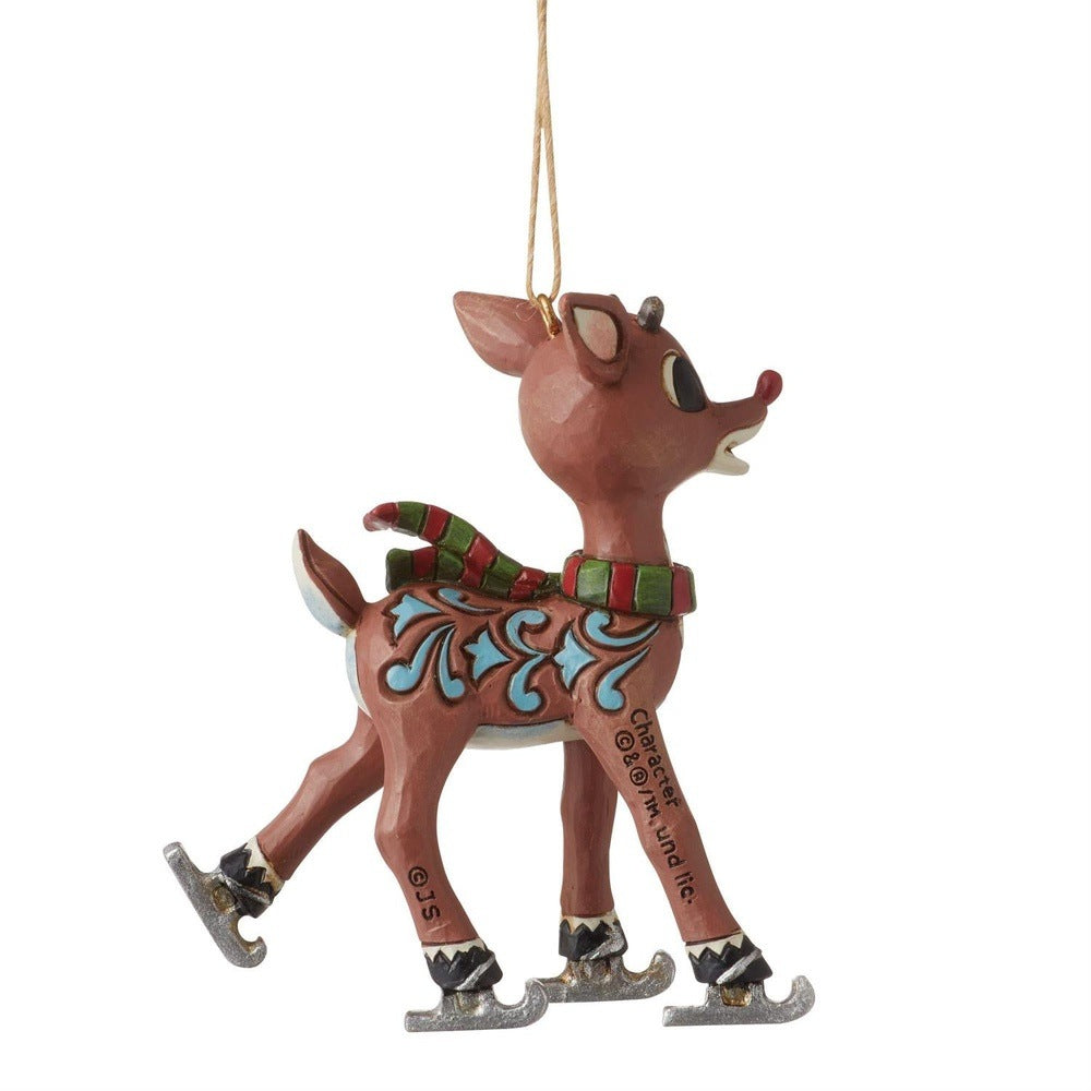 Jim Shore Rudolph Traditions: Rudolph Ice Skating Hanging Ornament sparkle-castle