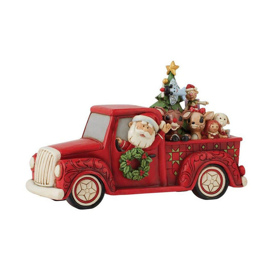Jim Shore Rudolph Traditions: Red Pickup Truck Figurine sparkle-castle