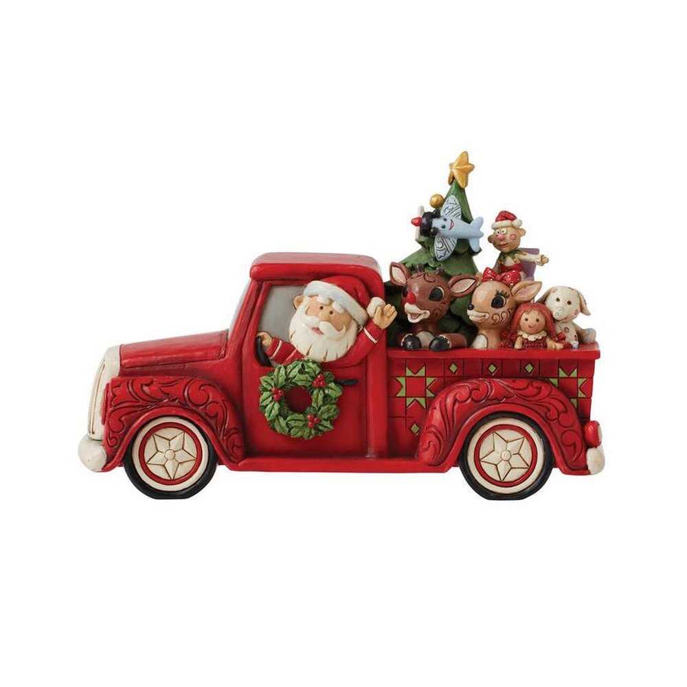 Jim Shore Rudolph Traditions: Red Pickup Truck Figurine sparkle-castle