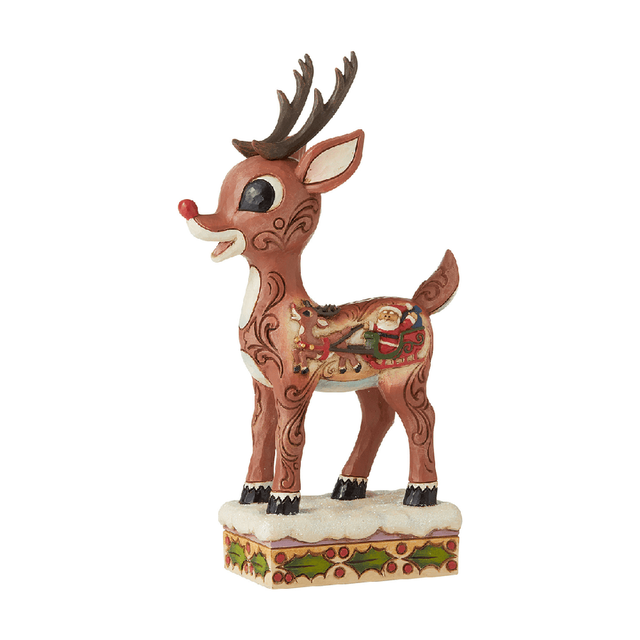 Jim Shore Rudolph Traditions: Rudolph with Sleigh Scene Figurine sparkle-castle
