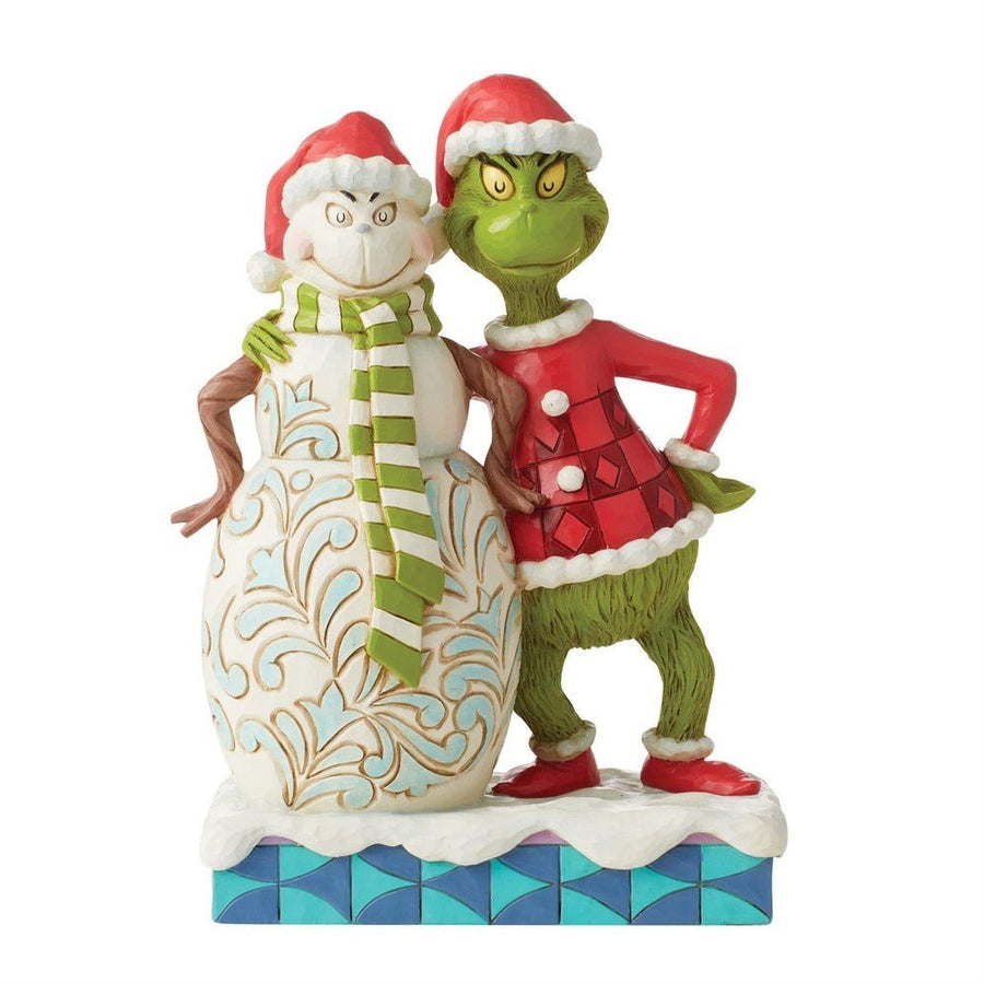 Jim Shore The Grinch: Grinch Standing Next To Grinchy Snowman Figurine sparkle-castle