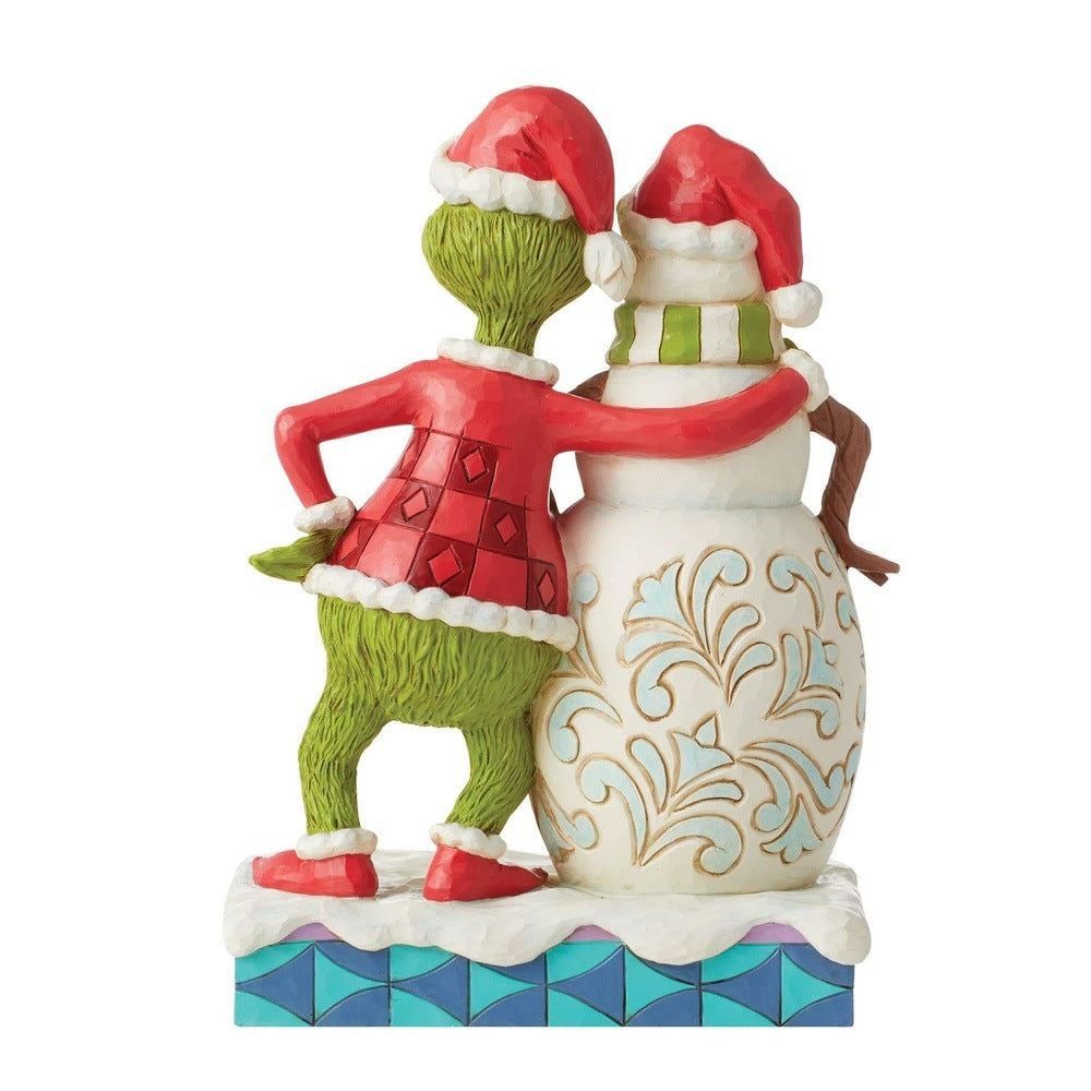 Jim Shore The Grinch: Grinch Standing Next To Grinchy Snowman Figurine sparkle-castle