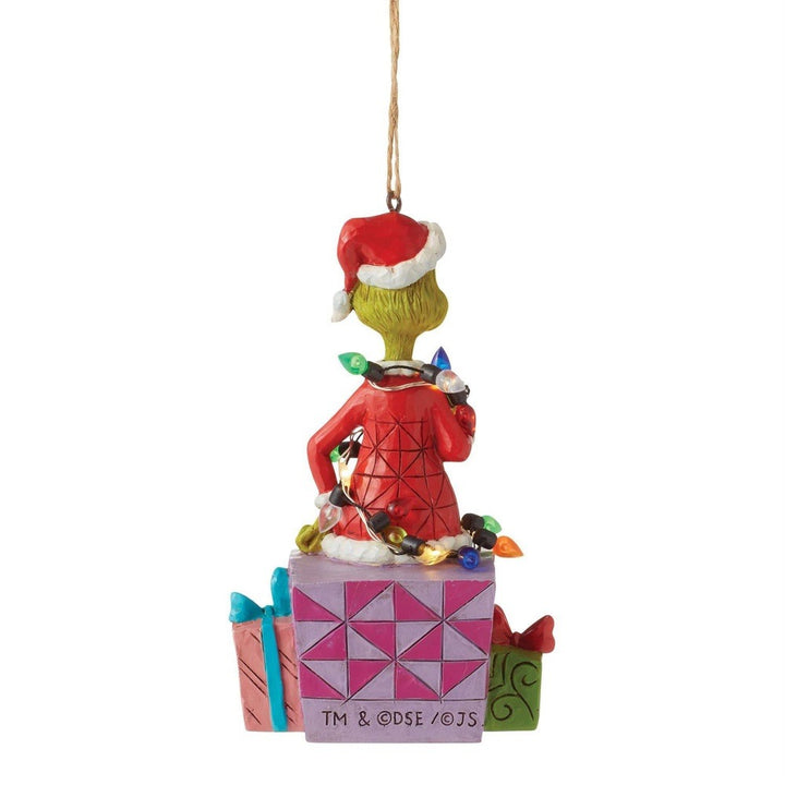 Jim Shore The Grinch: Grinch Wrapped In Lights Hanging Ornament sparkle-castle