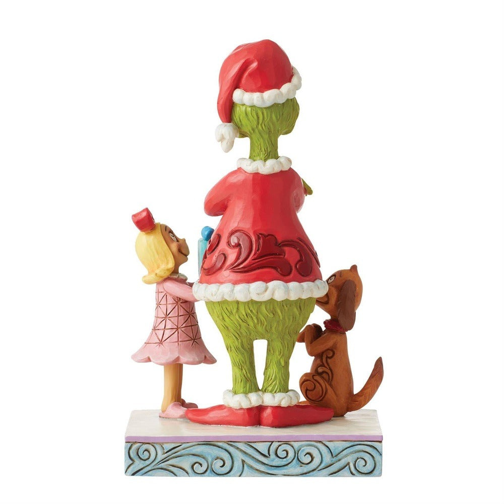 Jim Shore The Grinch: Max & Cindy Giving Gift to Grinch Figurine sparkle-castle