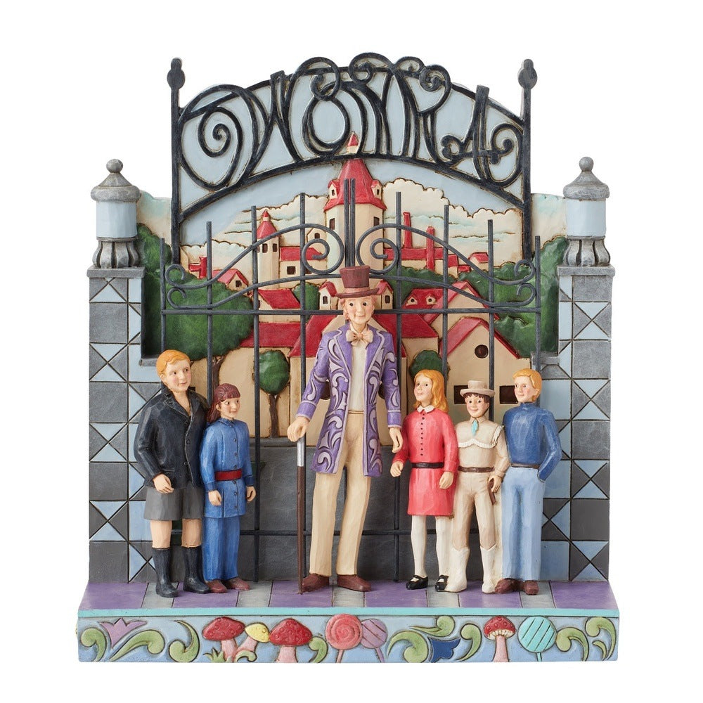 Jim Shore Willy Wonka: Willy Wonka with Children By Gate Figurine sparkle-castle