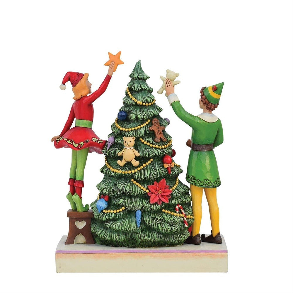 Jim Shore Elf: Buddy and Jovie Elf Decorating Figurine sparkle-castle