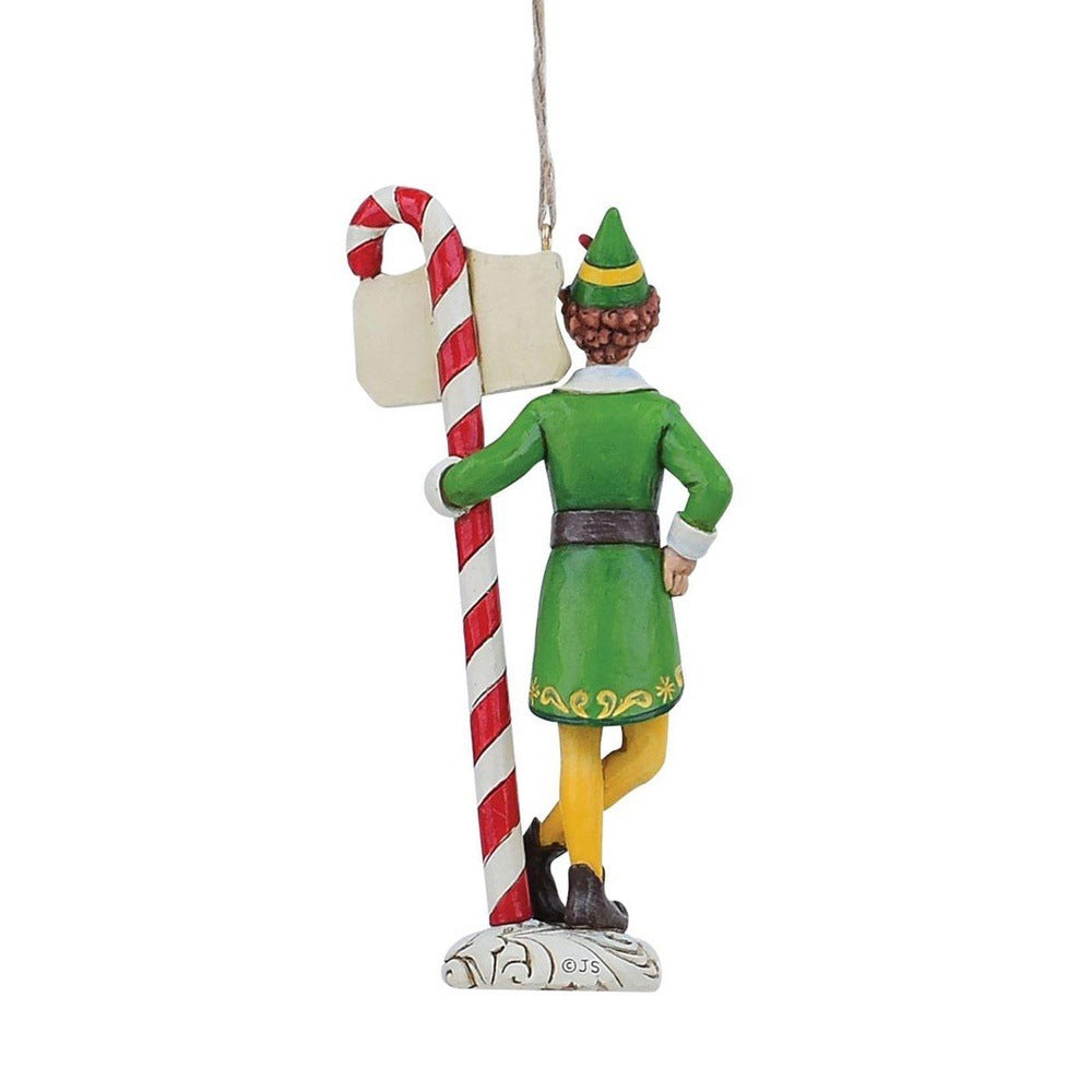 Jim Shore Elf: Buddy Elf by Candy Cane Hanging Ornament sparkle-castle