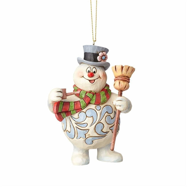Jim Shore the Snowman: Frosty With Broom Hanging Ornament sparkle-castle