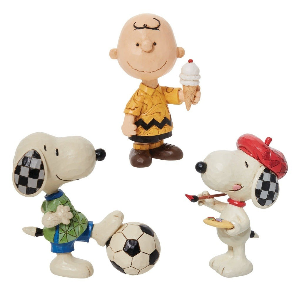 Jim Shore Peanuts: 2023 Summer Fun Mini Figurine Bundle, Set of 3 sparkle-castle