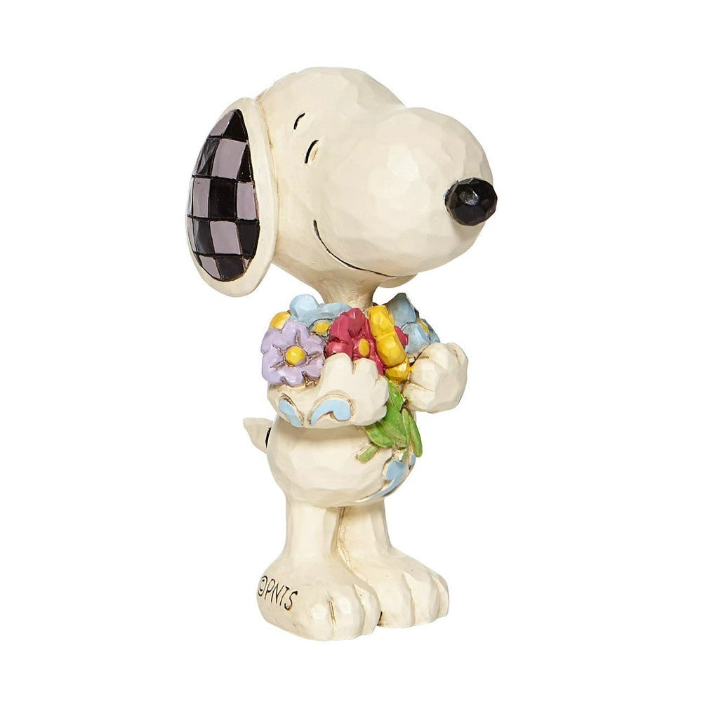 Jim Shore Peanuts: Mini Snoopy with Flowers Figurine sparkle-castle