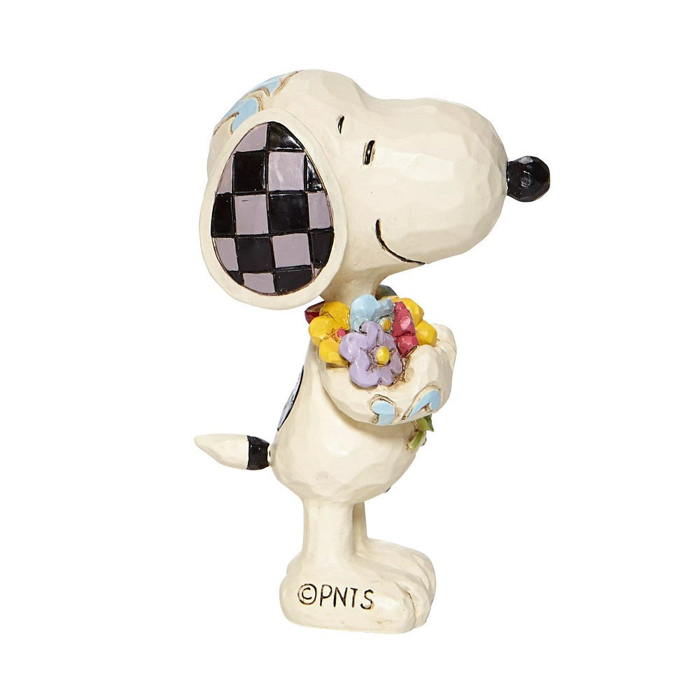 Jim Shore Peanuts: Mini Snoopy with Flowers Figurine sparkle-castle