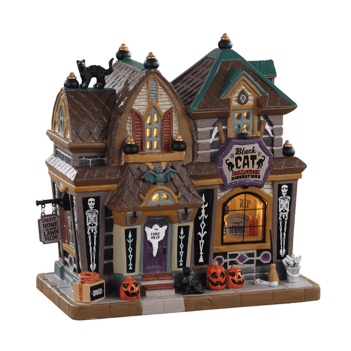 Spooky Town Village: Black Cat Halloween Decor sparkle-castle