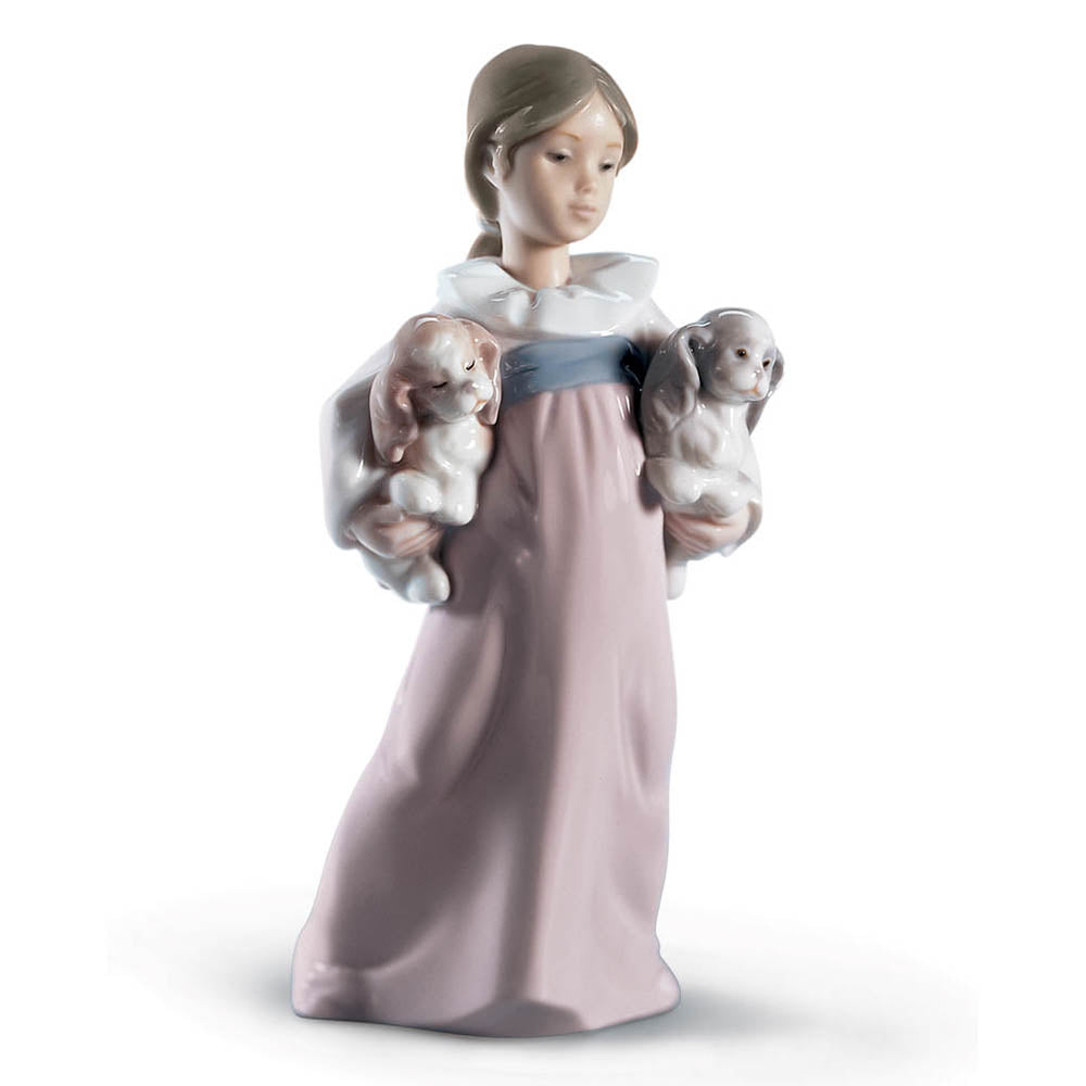 Lladró Family Pets Collection: Arms Full of Love Girl Figurine sparkle-castle