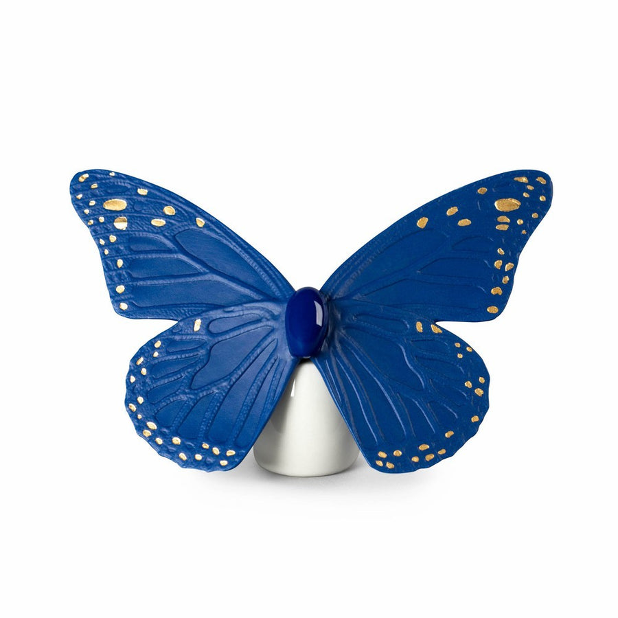 Lladró Gold Luster Blue Collection: Butterfly Figurine sparkle-castle